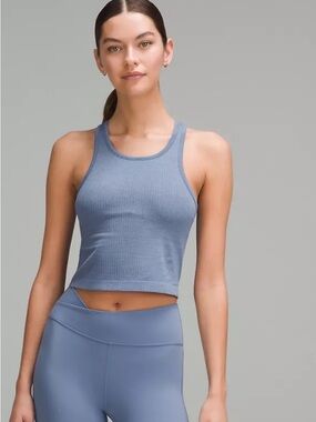 lululemon athletica Ebb to Street Cropped Racerback Tank in Oasis Blue